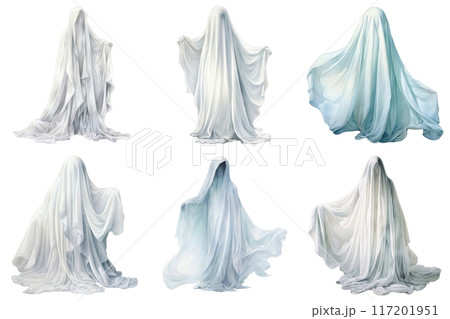 Six White Ghosts in Various Poses 117201951