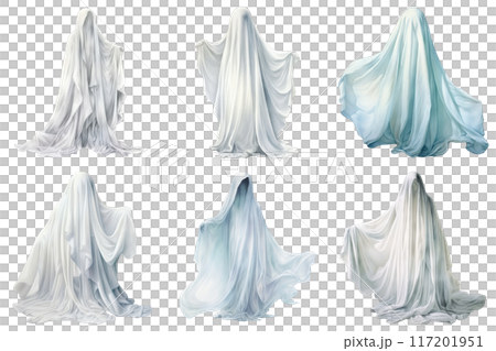Six White Ghosts in Various Poses 117201951