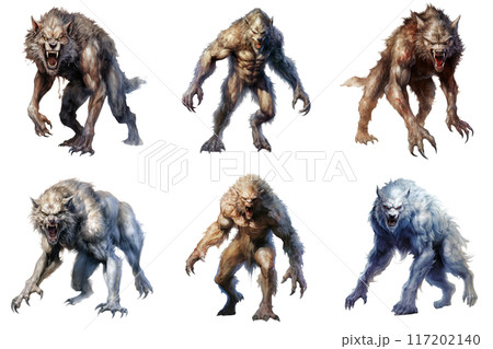 Six Werewolves in Various Poses and Fur Colors Six Werewolves in Various Poses and Fur Colors 117202140