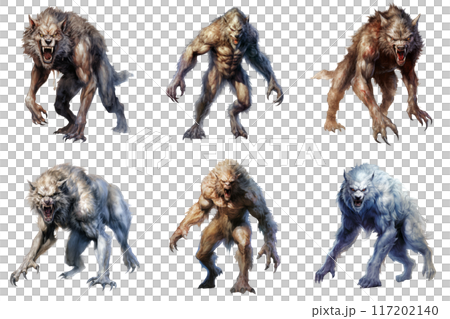 Six Werewolves in Various Poses and Fur Colors 117202140