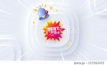 Best offer sticker. Neumorphic offer 3d banner, poster. Discount banner shape. Sale coupon bubble icon. Best offer promo event background. Sunburst banner, flyer or coupon. Vector Best offer sticker. Neumorphic offer 3d banner, poster. Discount banner shape. Sale coupon bubble icon. Best offer promo event background. Sunburst banner, flyer or coupon. Vector 117202455