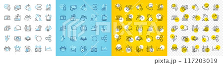 Vector icons set of Electricity consumption, Time management and Certificate line icons pack for web with Chemical formula, Ranking, Talk bubble outline icon. Ethics, Web lectures. Vector 117203019