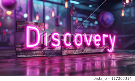 Pink LED Innovation and breakthrough concept art poster. 117203314