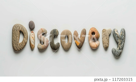 Innovation and breakthrough symbol created in Pebble Letters. 117203315