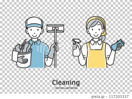 房子清潔男人和女人的插圖 房子清潔男人和女人的插圖 117203337