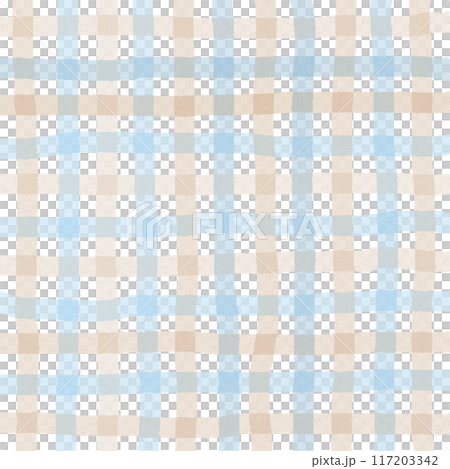 Blue Beige Gingham Check Hand Drawn Background Overlay 117203342