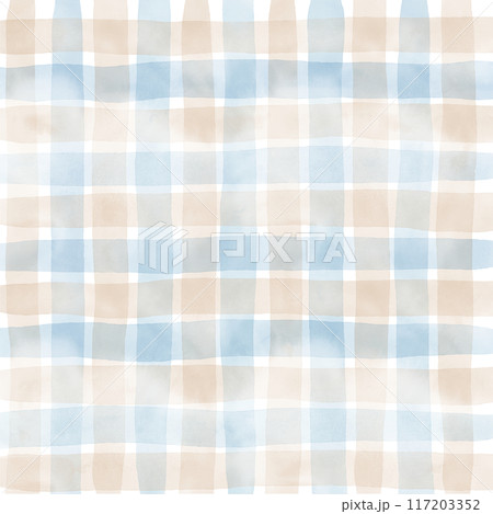 Blue Beige Gingham Check Hand Drawn Background Overlay Blue Beige Gingham Check Hand Drawn Background Overlay 117203352