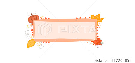 Autumn banner with pumpkin, leaves and berries illustration for use labels, printing, fabrics, packaging Autumn banner with pumpkin, leaves and berries illustration for use labels, printing, fabrics, packaging 117203856
