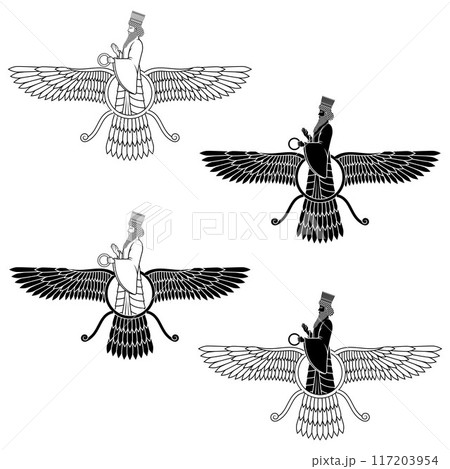 Winged disc of Zoroastrian religion Winged disc of Zoroastrian religion 117203954