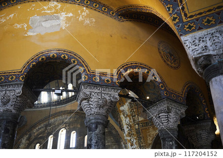 Visitors at the Hagia Sophia Grand Mosque. Formerly Hagia Sophia 117204152