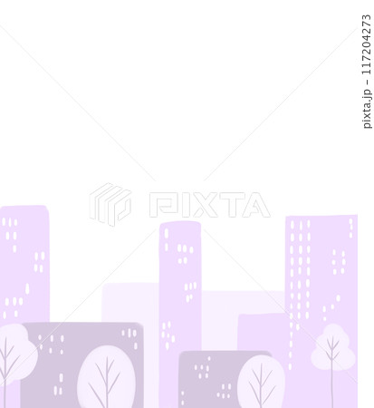 Vertical border with high-rise buildings and trees illustration	 117204273