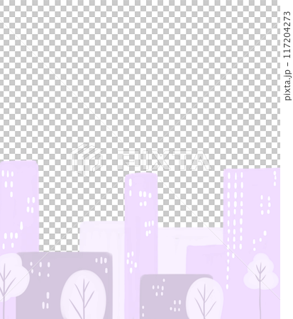 Vertical border with high-rise buildings and trees illustration	 117204273