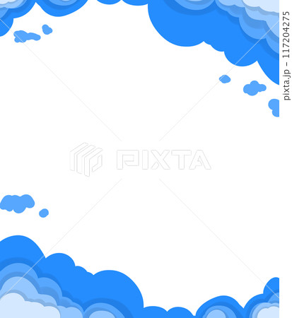 Frame, border with clouds paper cut illustration Frame, border with clouds paper cut illustration 117204275