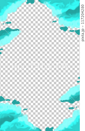 Vertical frame with blue clouds, color illustration 117204280