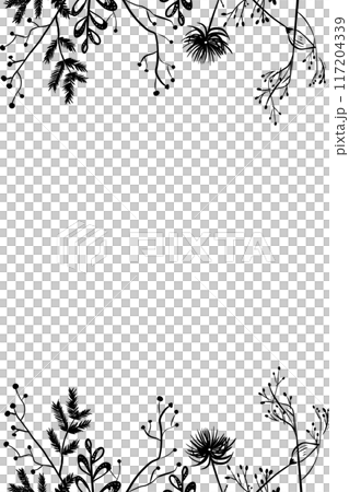 Vertical frame border with flowers and twigs illustration Vertical frame border with flowers and twigs illustration 117204339