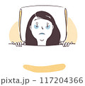夜中に目が覚めた女性のシンプル手描き上半身イラスト 117204366