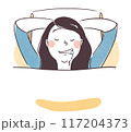 よだれを垂らしながら眠る女性のシンプル手描き上半身イラスト 117204373
