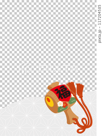 年賀状素材打ち出の小槌テンプレート 117204585