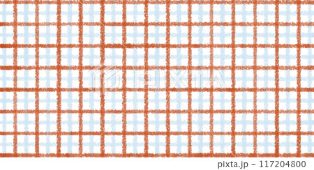 クレヨンで描く、どこか懐かしくて優しい雰囲気のチェック模様 - レトロ 117204800