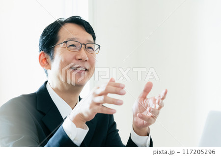 説明する上司の男性 説明する上司の男性 117205296