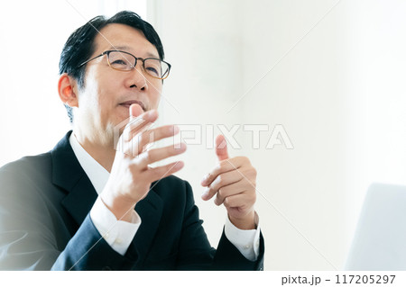 説明する上司の男性 説明する上司の男性 117205297