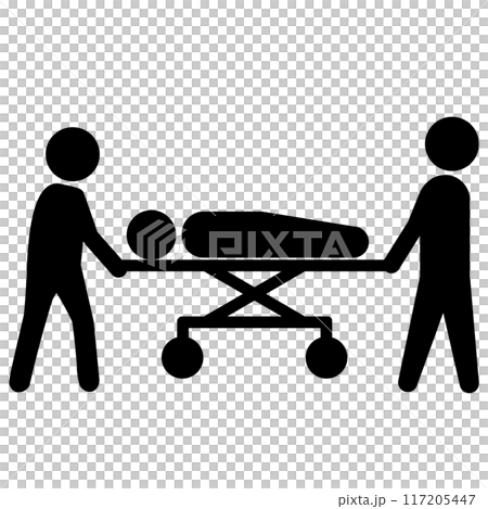 一個人被擔架抬著的象形圖 一個人被擔架抬著的象形圖 117205447