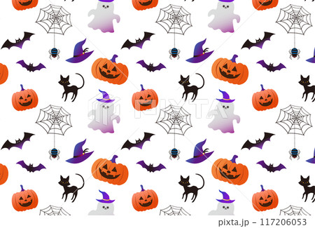 ハロウィンのシームレスパターン 117206053