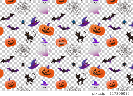 ハロウィンのシームレスパターン 117206053