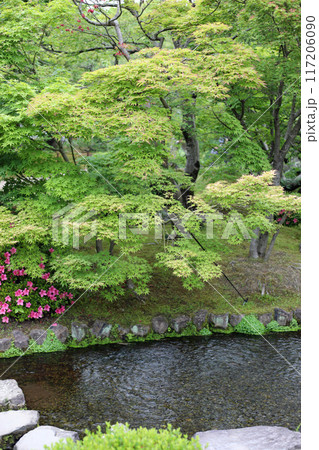 春の公園の庭園風景 117206090