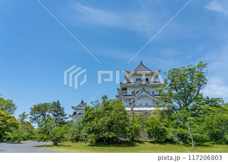 三重県伊賀市　初夏の伊賀上野城の天守閣 117206803