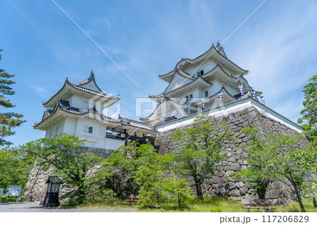 三重県伊賀市　初夏の伊賀上野城の天守閣 117206829