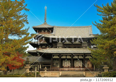 世界遺産 聖徳宗総本山法隆寺西院伽藍 中門と五重塔 世界遺産 聖徳宗総本山法隆寺西院伽藍 中門と五重塔 117206912