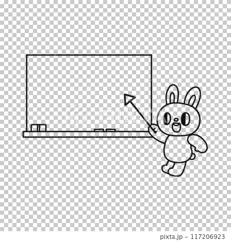 黑板和可愛的兔子線畫 黑板和可愛的兔子線畫 117206923