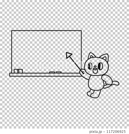 黒板とかわいい猫・線画 117206925