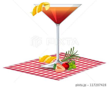 Refreshing Cocktail with Garnish Refreshing Cocktail with Garnish 117207428