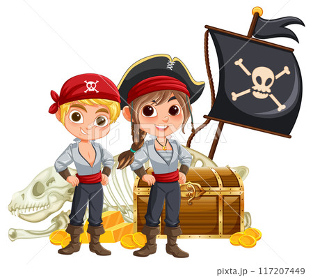 Pirate Kids and Treasure Chest 117207449
