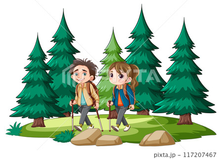 Couple Hiking in Forest 117207467