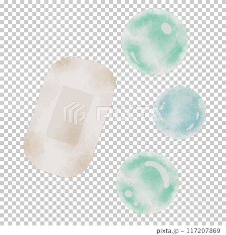 Illustration material of solid soap and soap bubbles Illustration material of solid soap and soap bubbles 117207869