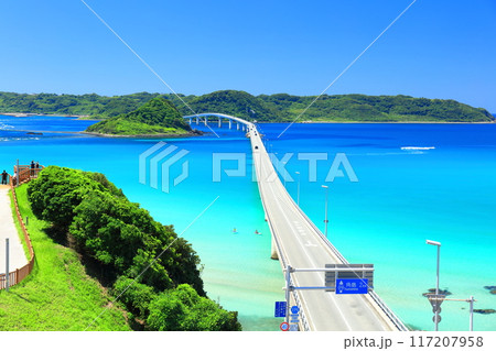 【山口県】快晴の角島大橋(海士ヶ瀬ロード) 【山口県】快晴の角島大橋(海士ヶ瀬ロード) 117207958