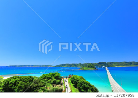 【山口県】快晴の角島大橋（海士ヶ瀬ロード） 117207959