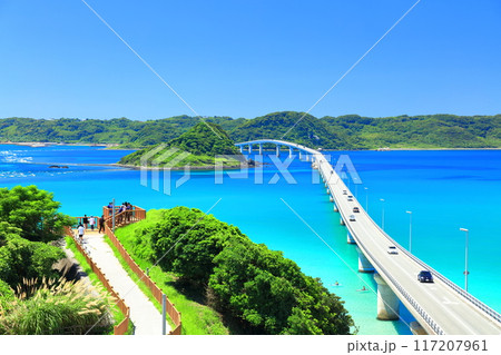 【山口県】快晴の角島大橋(海士ヶ瀬ロード) 【山口県】快晴の角島大橋(海士ヶ瀬ロード) 117207961