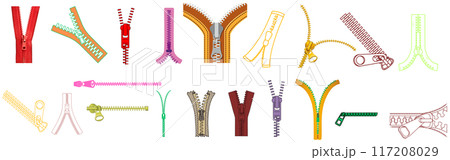 set of zippers flat illustration zipper set of zippers flat illustration zipper 117208029