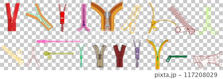 set of zippers flat illustration zipper 117208029
