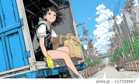 若い女性トレーラードライバー