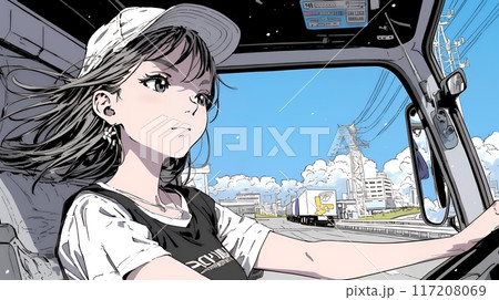 若い女性トレーラードライバー