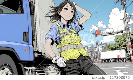 若い女性トレーラードライバー