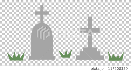 墓地のイラスト、十字架デザインのお墓 117208329
