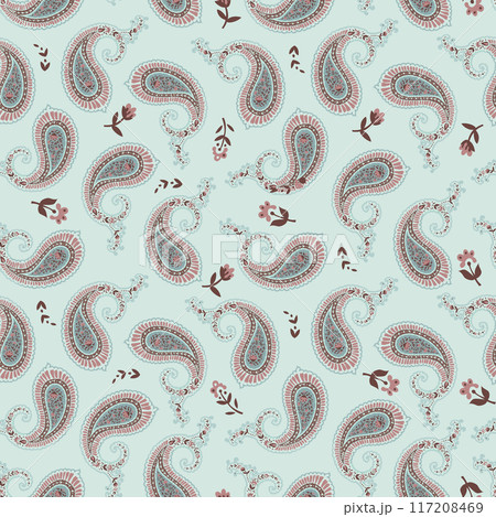 Paisley Floral Seamless Pattern vector 117208469