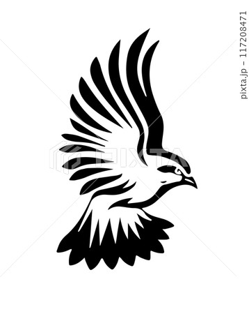 Flying Bird Black and White 117208471