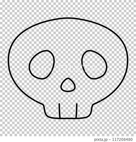 シンプルなドクロの線画イラスト 117208480